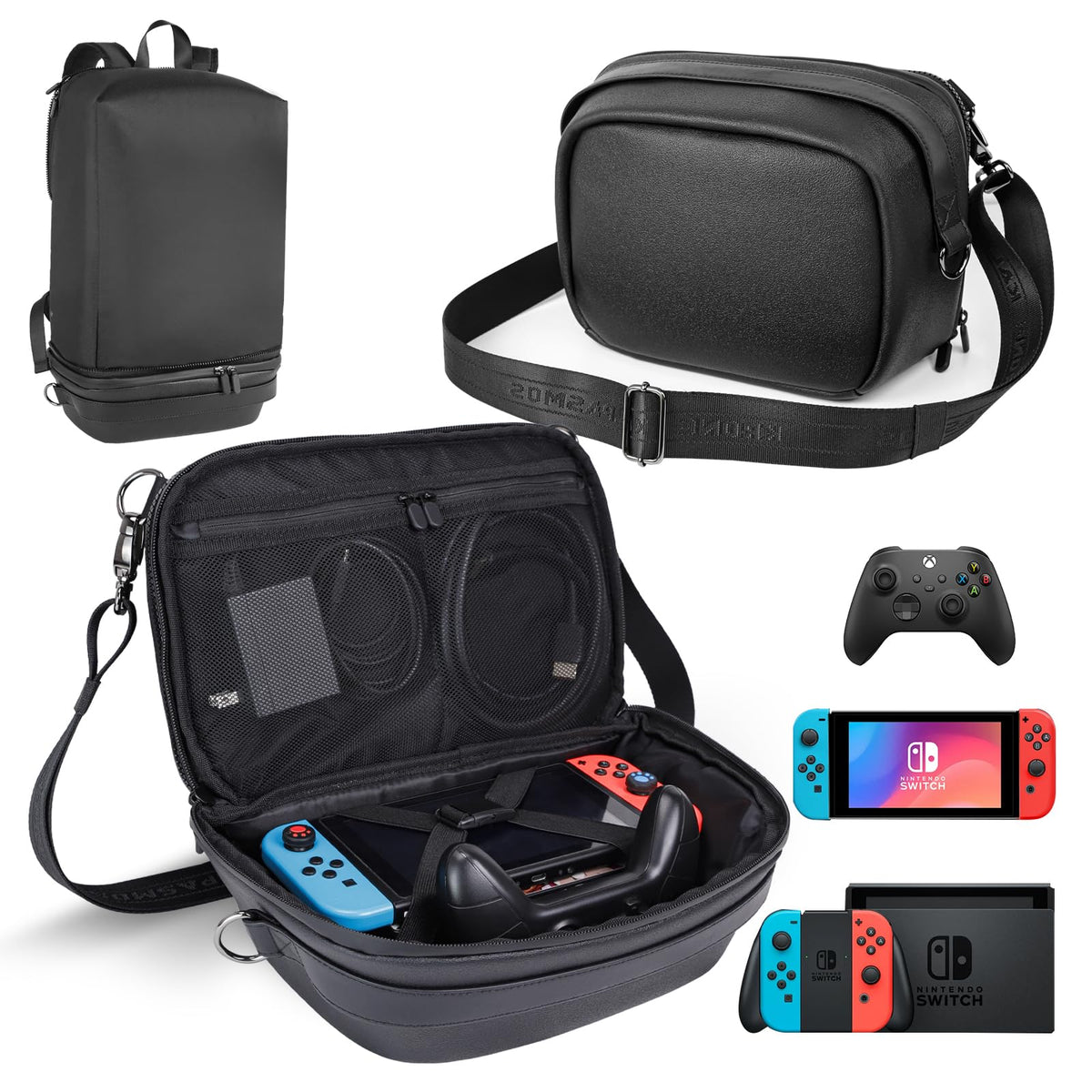 Krone Kalpasmos Carrying Bag for Nintendo Switch/Switch OLED Model (2021)/Switch Console Pro Controller Accessories  2-IN-1 Tpartyl Carrying Case Light Weight Backpack for ROG Ally Docking Station
