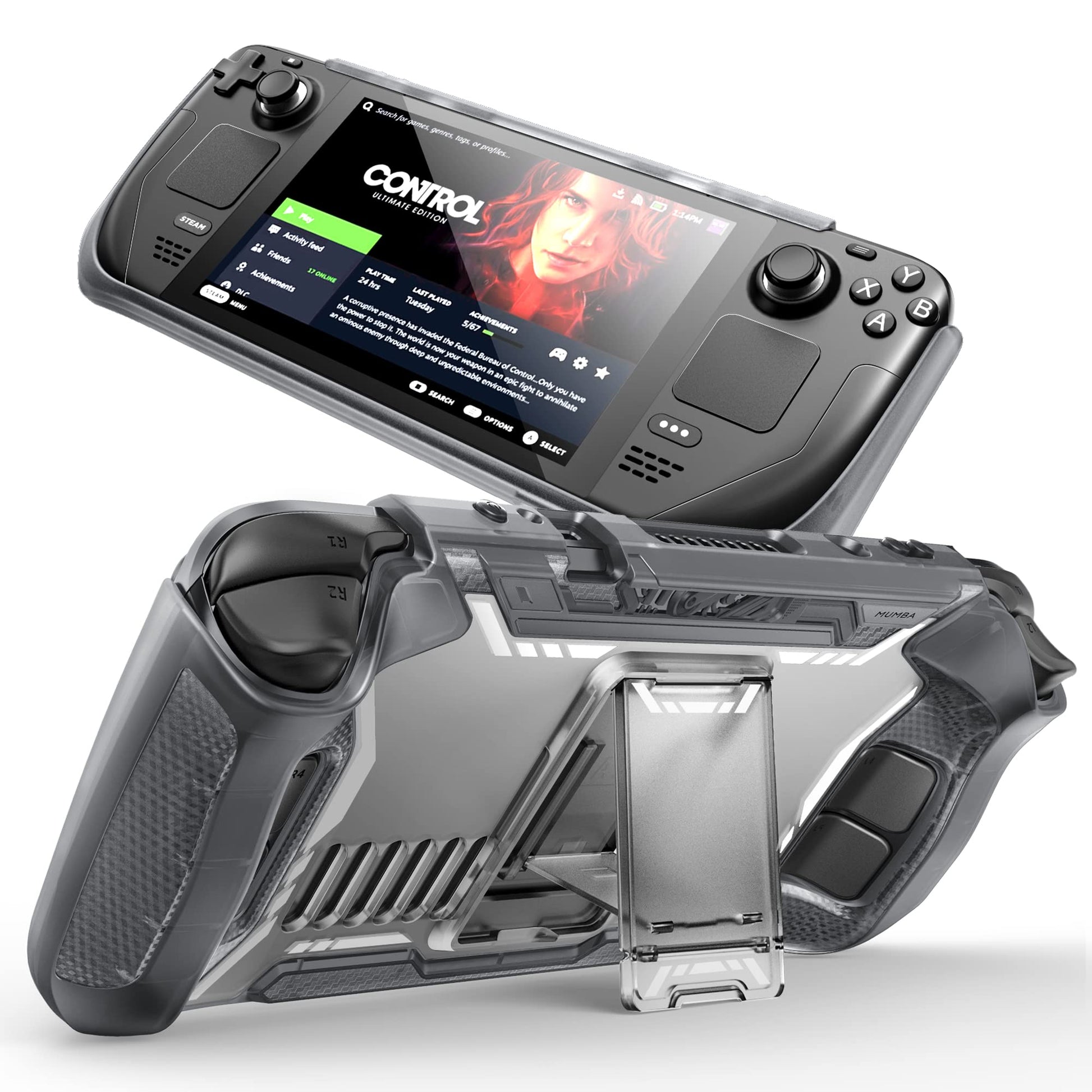 Mumba [Blade Series] Case for Steam Deck/Steam Deck OLED with Kickstand  TPU Grip Shock Protective Cover Accessories  Heat Dissipation Friendly  Anti-Slip & Anti-Scratch Protector (FrostBlack)