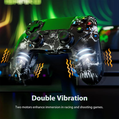 CHENGDAO Wireless PS4 Controller 2 Pack - Black & Blue, 6-Axis Motion Sensor, Double Vibration, Touch Pad, Speaker & 3.5mm Audio Jack