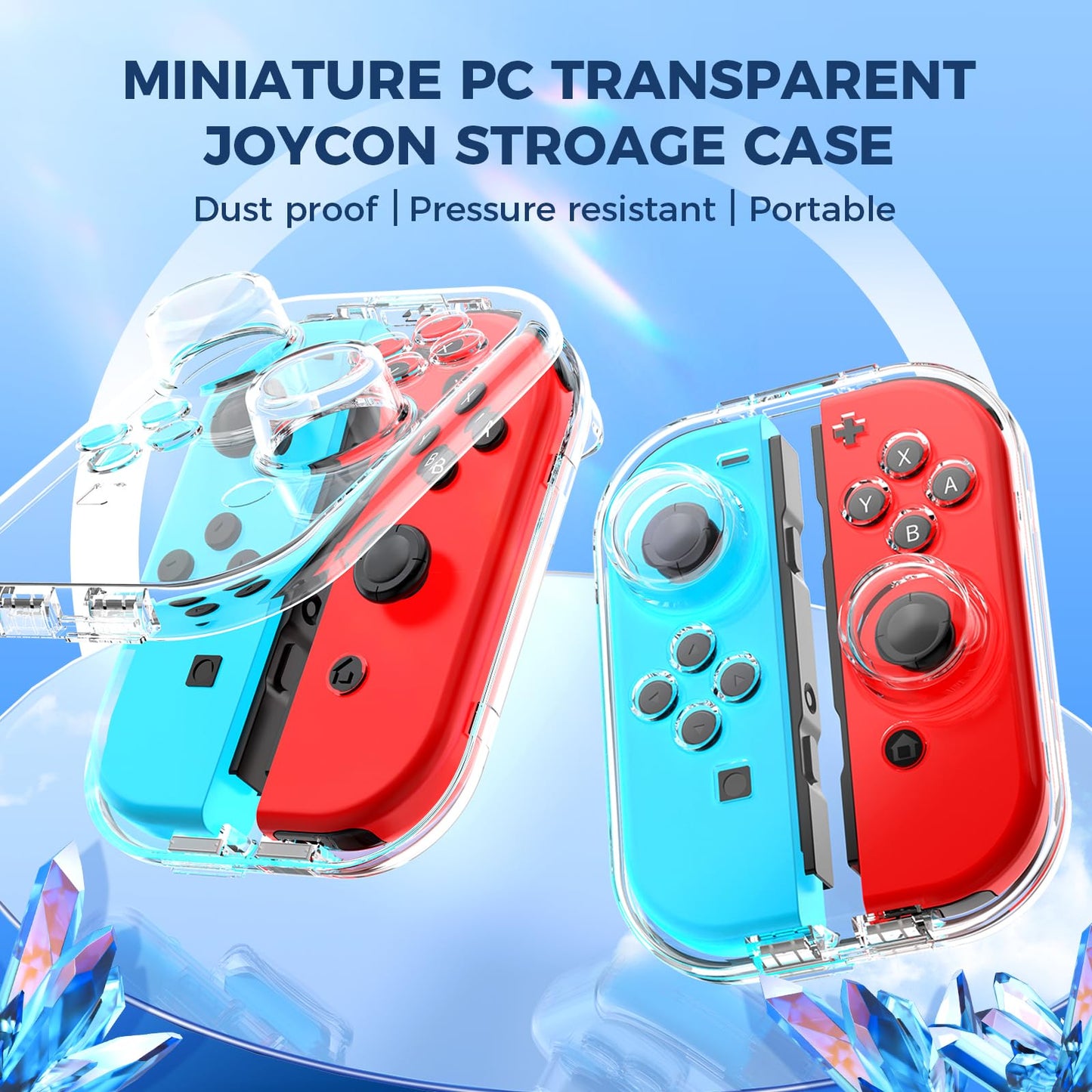IINE Joy-Con Storage Case - Portable Dust-Proof Box for Nintendo Switch, Transparent Shell, Model L954