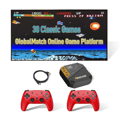 NEOCADE Retro Gaming Console - 30 Classic Games, Dual Wireless Controllers, 5x3x1, Grey, Android System, Plug & Play for All Ages