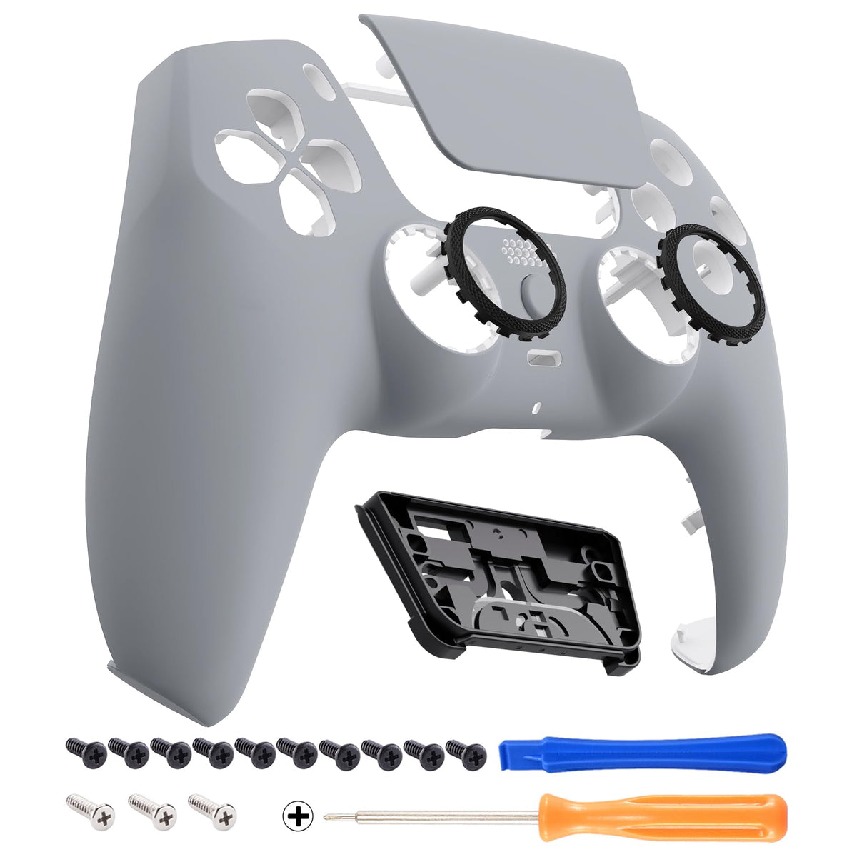 eXtremeRate Luna Redesigned Front Shell Touchpad Compatible with ps5 Controller BDM-010 020 030 040 050, New Hope Gray DIY Repla