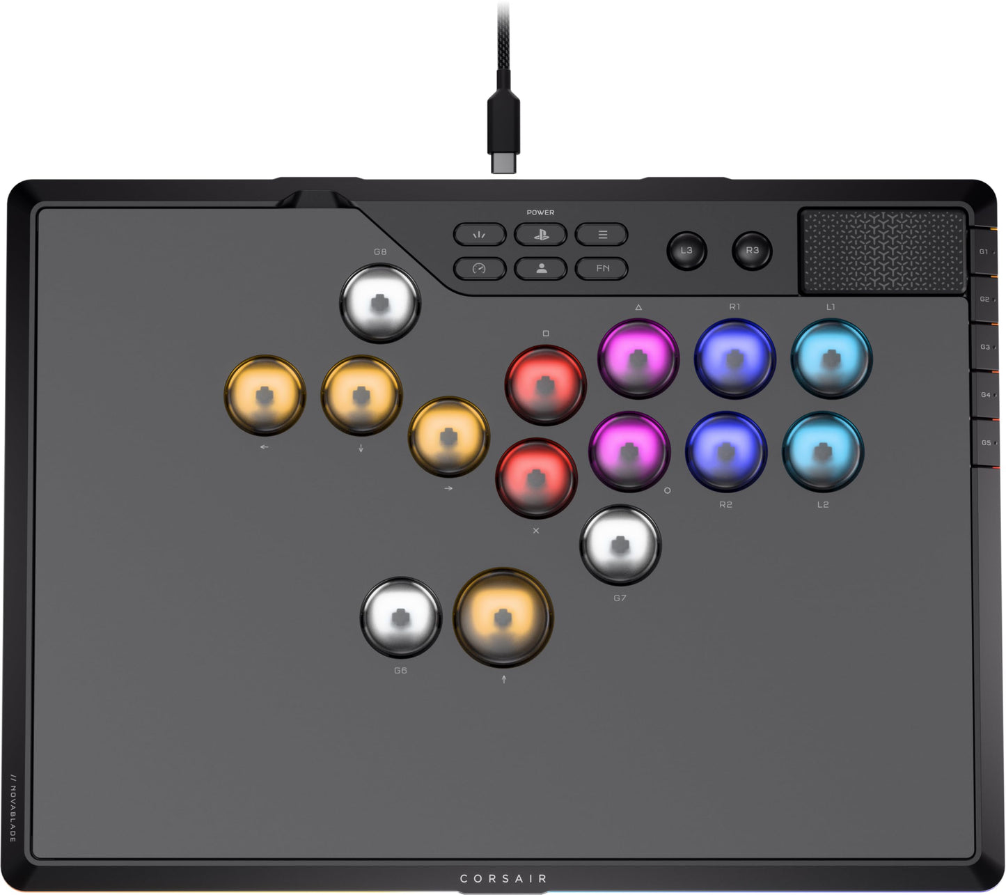 Corsair NOVABLADE PRO Wireless Hall Effect Leverless Controller - 15-Main Key Layout  1000Hz Polling  2.4GHz Wireless  SOCD  MGX Hyperdrive Hall Effect Magnetic Switches - PS5  PS4  PC - Black