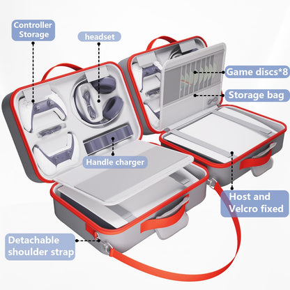 MOCADIA PS5 Travel Case - Hard Shell Carrying Bag for Console, Controllers & Accessories - Grey, Model Ps5-case-01