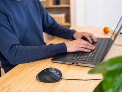 Trust Fyda Wired Ergonomic USB Mouse, 600-5000 DPI, 6 Buttons, Recycled Materials, Black, Eco-Friendly, Model 24728