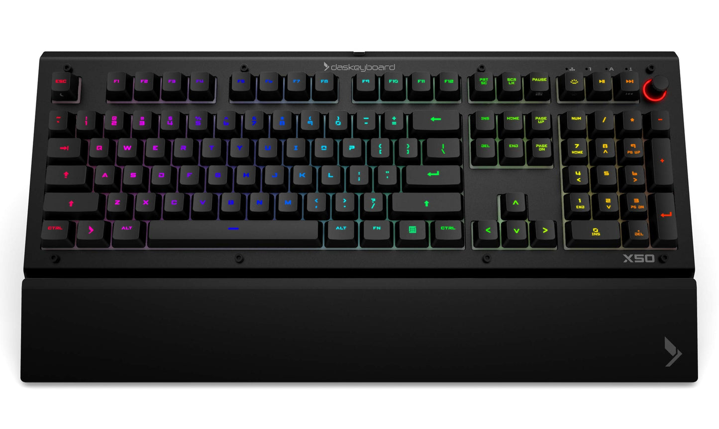 Das Keyboard X50Q RGB Mechanical Keyboard - Soft Tactile Switch, Aluminum, 104 Keys, Black, Model DKGKX50P0GZS0USX