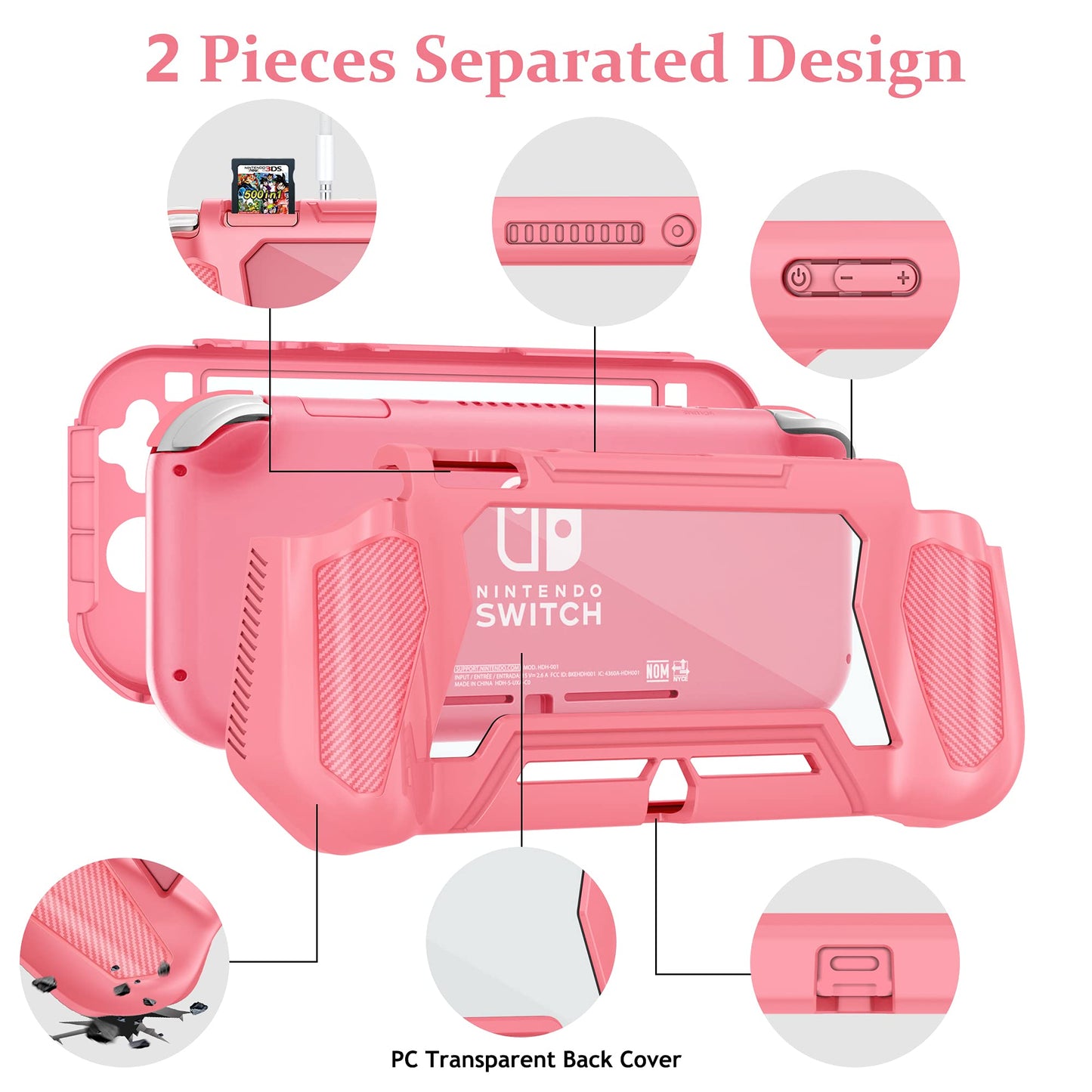 Kailfee Protective Case for Nintendo Switch Lite, TPU Shock-Absorption, Anti-Scratch, Yellow with Built-in Screen Protector & Thumb Grip Caps
