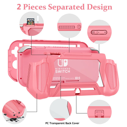 Kailfee Protective Case for Nintendo Switch Lite, TPU Shock-Absorption, Anti-Scratch, Yellow with Built-in Screen Protector & Thumb Grip Caps