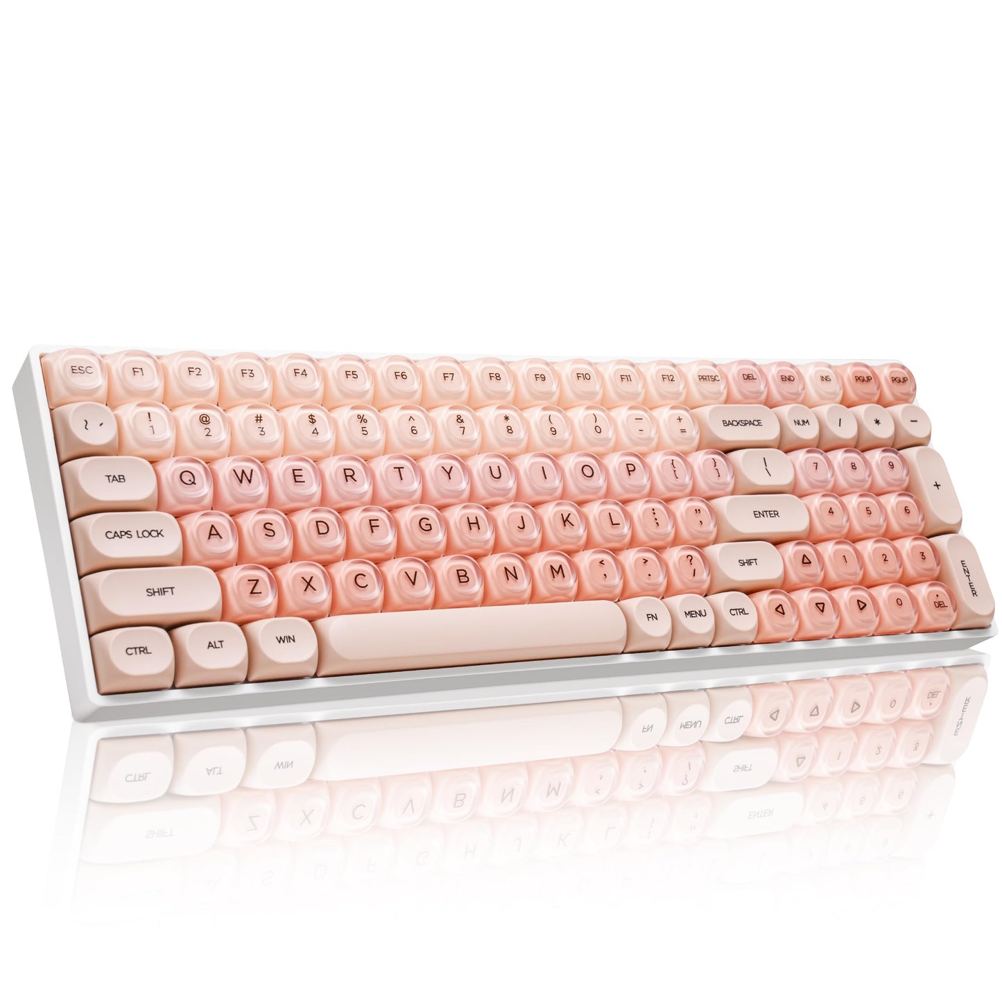 ZORNHER ZH100 Wireless Cat Mechanical Keyboard 98% Pink Cute Creamy Keyboard with Number Pad Full Size Hot-Swappable Kitty Gaming Keyboard Meow Meow Squad Keycaps Clicky Blue Switches RGB Backlit