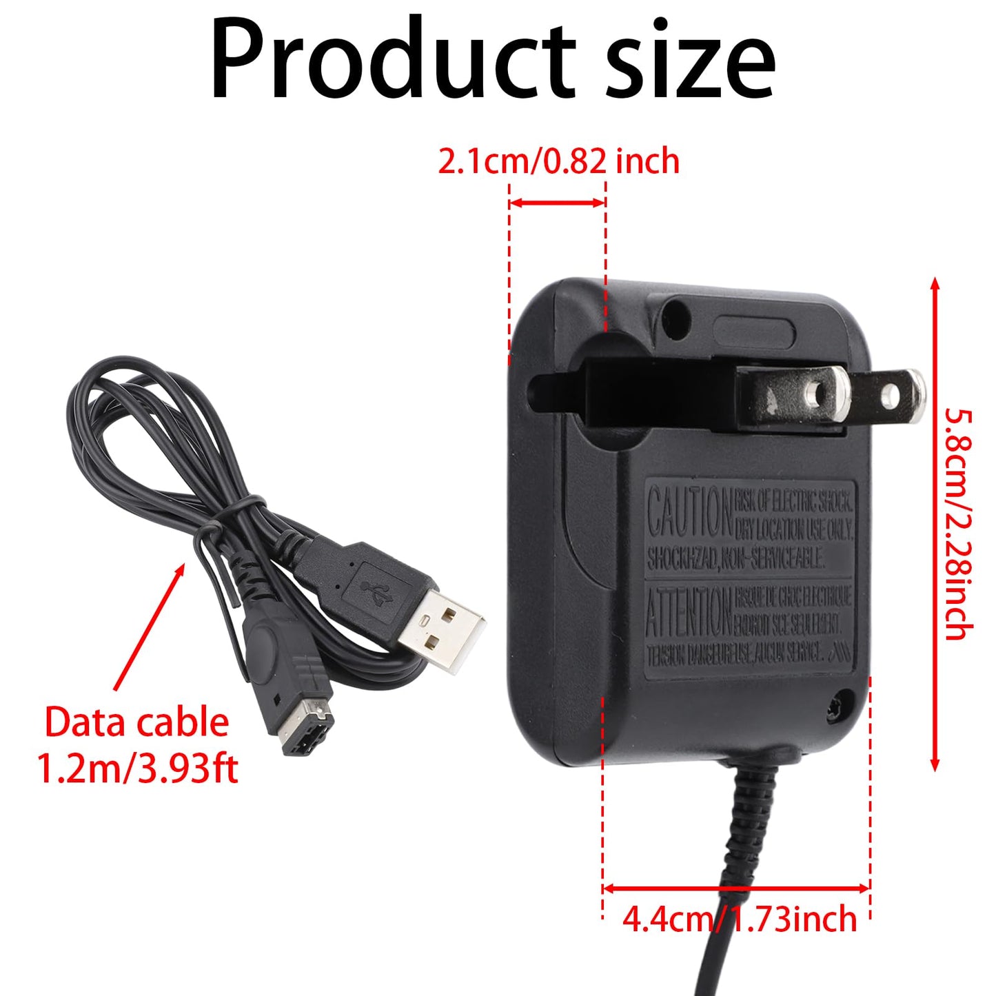 BTFO Gameboy Advance SP Charger Kit - Black Portable Wall Charger & Data Cable for DS/GBA SP Systems, Model G29112