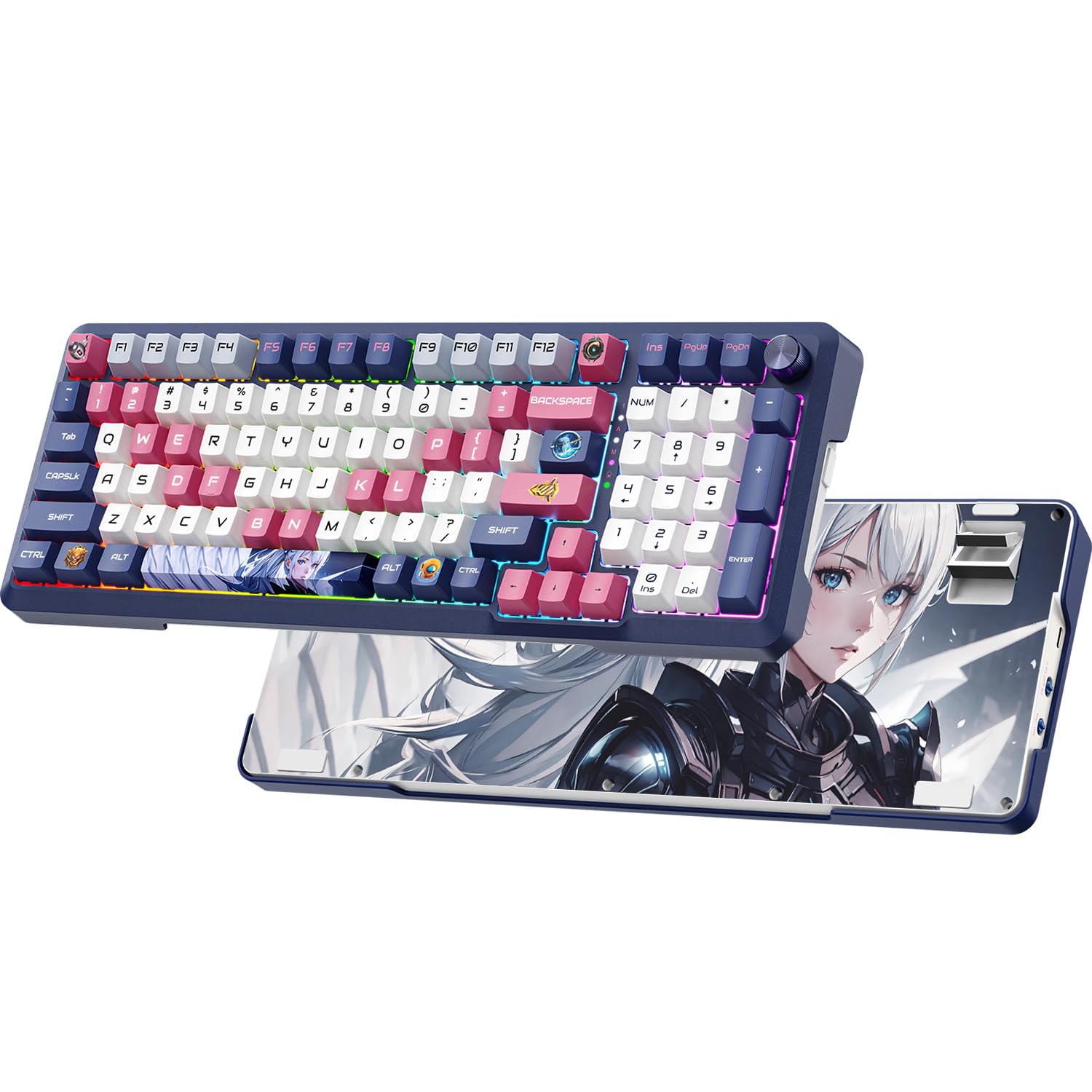 RisoPhy Wireless Mechanical Keyboard  98 Keys RGB Gasket 2.4GHz/Wired/Bluetooth Keyboard with Custom Hi-Fi Linear Switch  Hot-Swap Socket GamingKeyboard  PBT Keycaps/Knob Control ComputerKeyboard