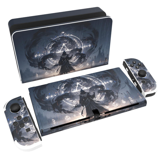 PlayVital Full Set Protective Stickers for Nintendo Switch OLED Model  Customized Vinyl Decal Skins for Switch OLED Console & Joycon & Dock & Grip - Runecaster