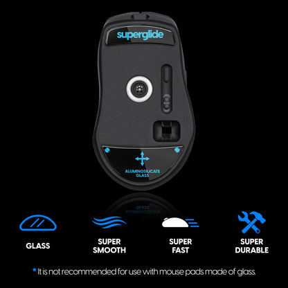 Pulsar Gaming Gears Superglide Mouse Feet - Ultra Strong Glass, 8" Black, Model RKPSGB for Roccat Kone Pro/Pro Air