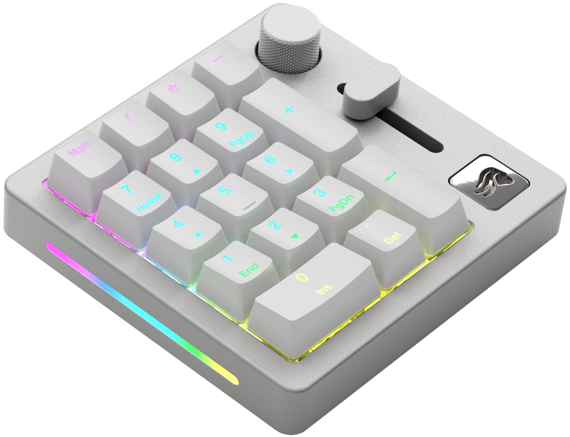 Glorious GMMK Mechanical Numpad- 10 Key USB Programmable Keypad - Hot Swappable  Volume Control  RGB Backlit  Wired & Wireless Bluetooth - Laptop & Keyboard Accessories- White