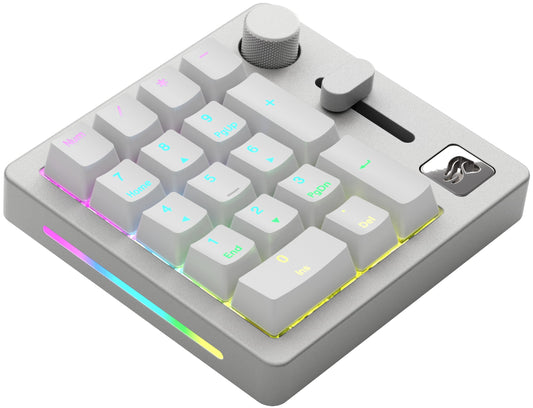 Glorious GMMK Mechanical Numpad- 10 Key USB Programmable Keypad - Hot Swappable  Volume Control  RGB Backlit  Wired & Wireless Bluetooth - Laptop & Keyboard Accessories- White
