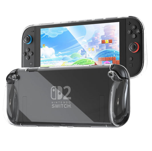 FIWWAT Switch Case for Nintendo Switch 2 (2025)  Switch 2 Grip Case  Soft TPU Cover with Shock-Absorption and Anti-Scratch Design  Cute Sparkle Shining Skin - Clear