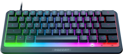 ROCCAT Magma Mini 60% RGB Gaming Keyboard - Black, Membrane Keys, Programmable Layers, Anti-Ghosting, Spill Resistant, Model ROC-27-042