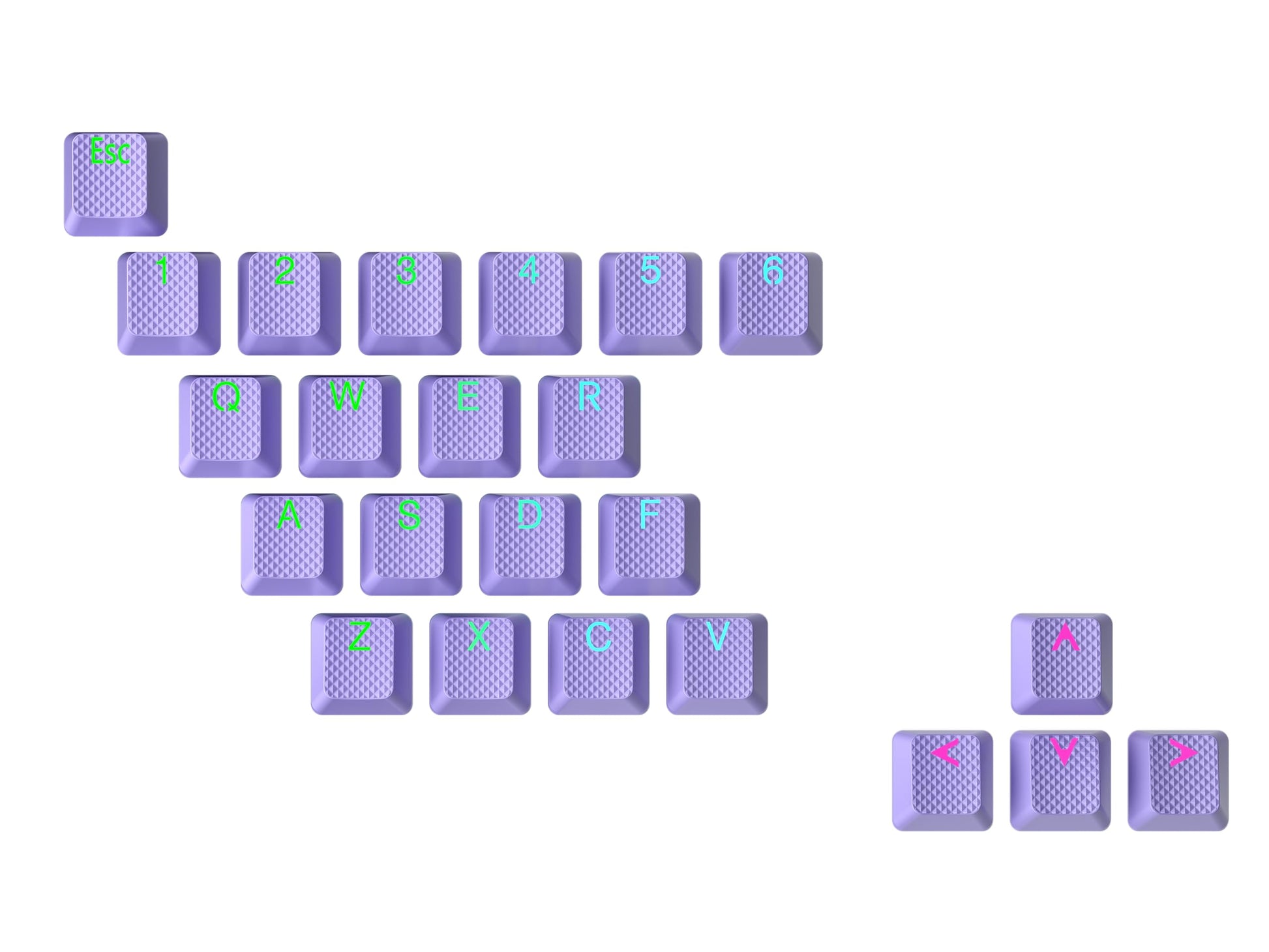Geeky Rubberized Keycap Set | Double Shot Translucent | ABS + TPR | OEM Profile for Mechanical Gaming Keyboard (Lavender  23 Keys)