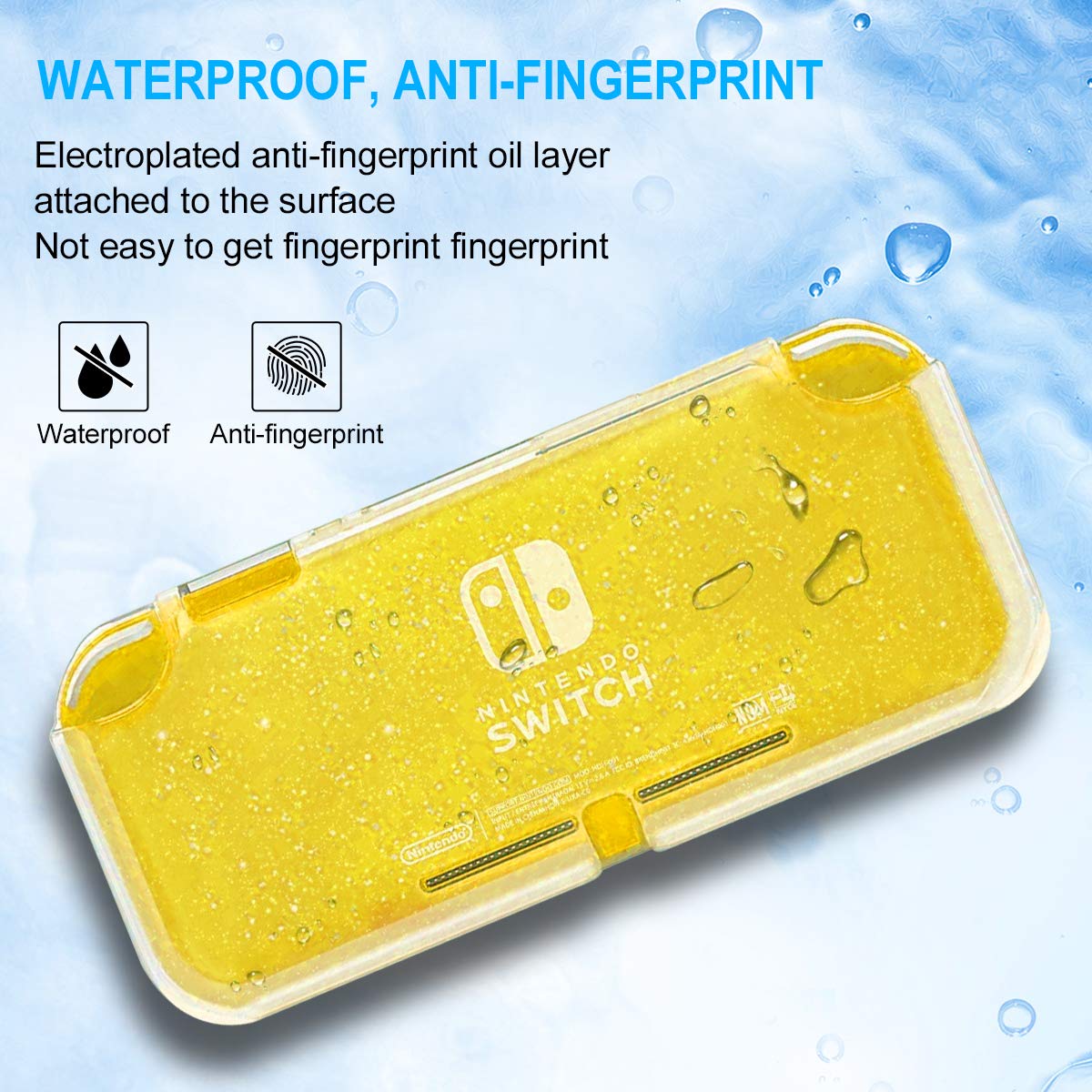 Moxiaomo Nintendo Switch Lite Case - Clear TPU Cover with Shock-Absorption & Anti-Scratch Protection, Glitter Bling Design