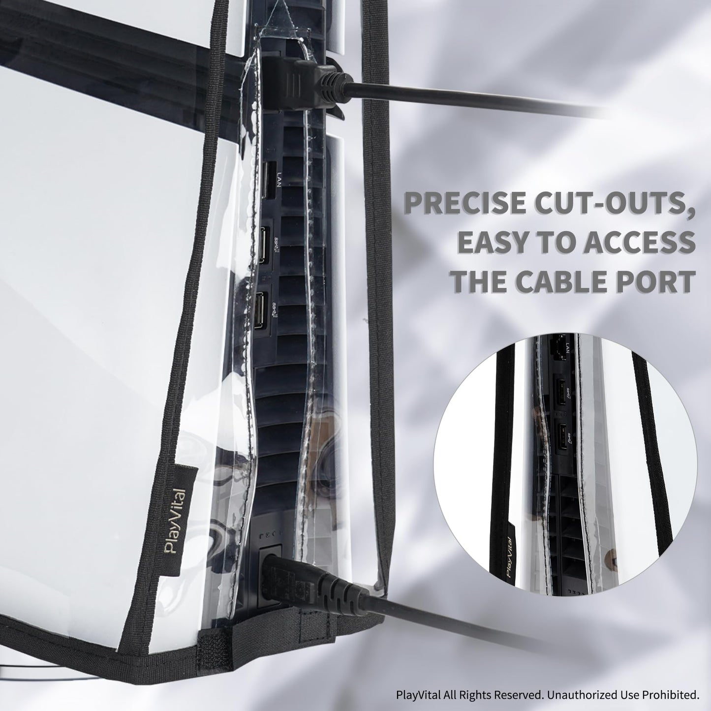 PlayVital PS5 Pro Vertical Dust Cover - Waterproof Transparent Protector Sleeve for Disc & Digital Edition, Model SKTPFM002