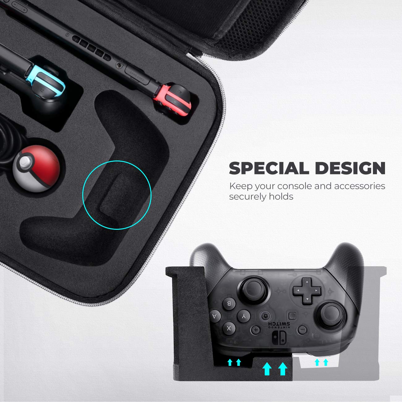 Mumba Deluxe Carrying Case for Nintendo Switch OLED - Large Capacity Storage Pouch, Black, EVA Material, Model Mumba-1