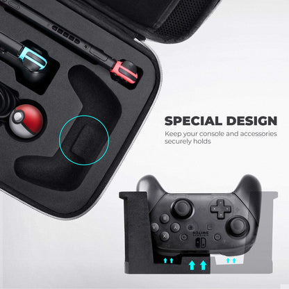 Mumba Deluxe Carrying Case for Nintendo Switch OLED - Large Capacity Storage Pouch, Black, EVA Material, Model Mumba-1