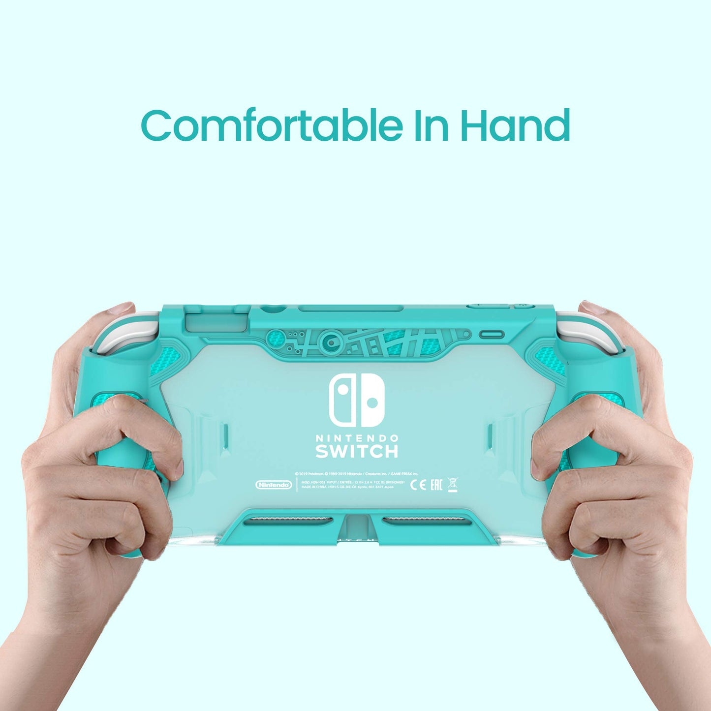 LEYU SMART Switch Lite Protective Case, Ergonomic TPU+PC, Teal, Includes HD Screen Protector & Thumb Grip Caps, N.Switch Lite