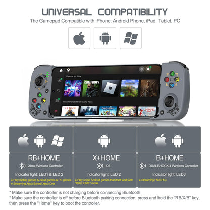 Joso Wireless Game Controller for Android & iPhone - Bluetooth Joystick for Samsung Galaxy & COD Mobile - Grey
