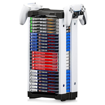 Nargos Video Game Storage Tower for PS5/PS4/Xbox/PC - 23 Tier Organizer for 23 Game Cases, DVDs & Blu-Rays, Model TP-23
