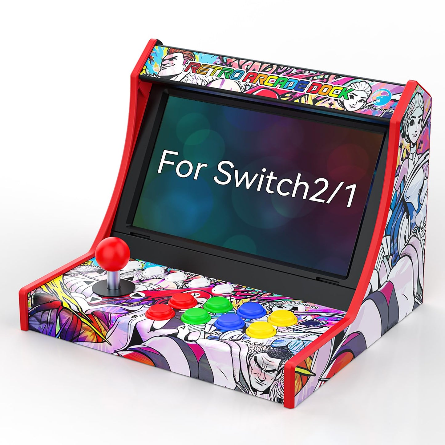 Retro Arcade Stick for Switch 2/OLED/Switch Mini Arcade Machine Cabinet with 12 Game Card Slots & SD Card Support Turbo (Black)