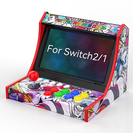 Retro Arcade Stick for Switch 2/OLED/Switch Mini Arcade Machine Cabinet with 12 Game Card Slots & SD Card Support Turbo (Black)