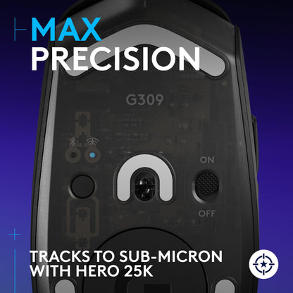 Logitech G309 Wireless Gaming Mouse - Lightweight, Hero 25K Sensor, 6 Programmable Buttons, Black, One Size, Model 910-007197