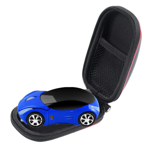 elec Space Wireless 3D Sports Car Shape Ergonomic Optical Mouse  Mini for Kids  Computer Mouse for Laptop PC with Case (Blue)