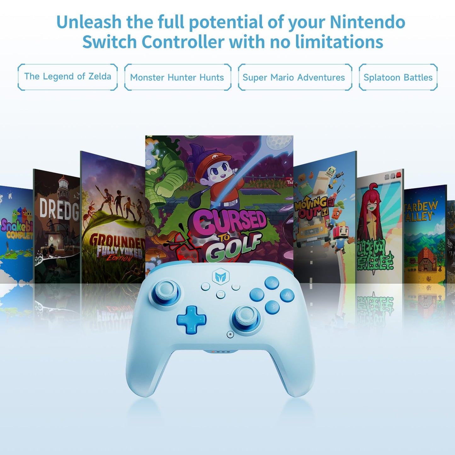 Black Shark BIGBIG WON CHOCO Wireless Gaming Controller, Dual Shock, 6-Axis Gyro, Bluetooth, CHOCO(Blue)