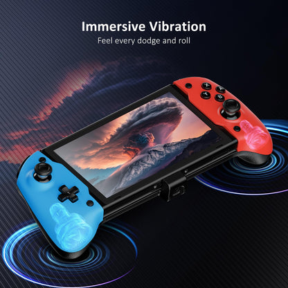 NexiGo Hall Effect Gripcon Controller for Nintendo Switch - Ergonomic, No Drift, 6-Axis Gyro, BLU-RED, Model 1125