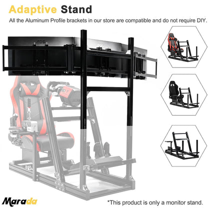 Marada Triple Monitor Stand - Aluminum Profile Cockpit for Racing Simulator - Black