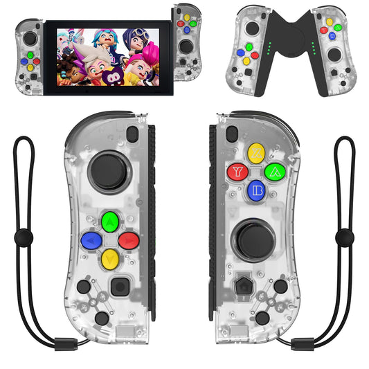 THAVENFLY Joy Con Controller Replacement for Nintendo Switch - Left & Right Neon with Wrist Strap