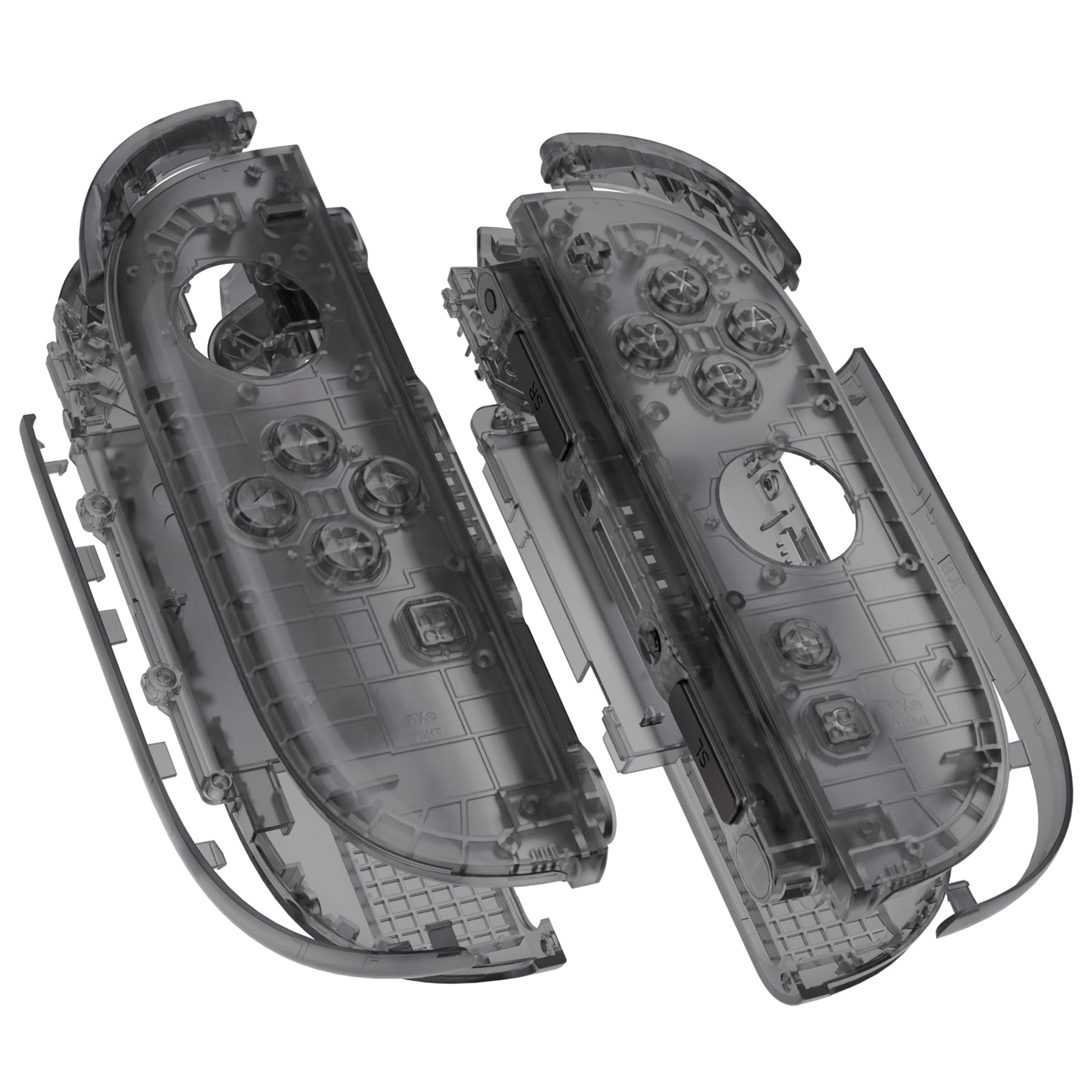 eXtremeRate DIY Replacement Shell Buttons for Joycon 2  Custom Full Housing Case + Decorative Strips + Middle Bracket + Buttons for Nintendo Switch 2 Controller - Deluxe Version - Clear Slate Black
