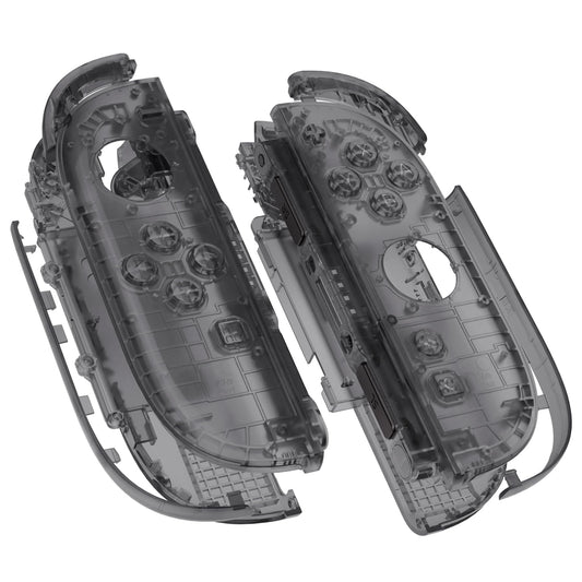 eXtremeRate DIY Replacement Shell Buttons for Joycon 2  Custom Full Housing Case + Decorative Strips + Middle Bracket + Buttons for Nintendo Switch 2 Controller - Deluxe Version - Clear Slate Black