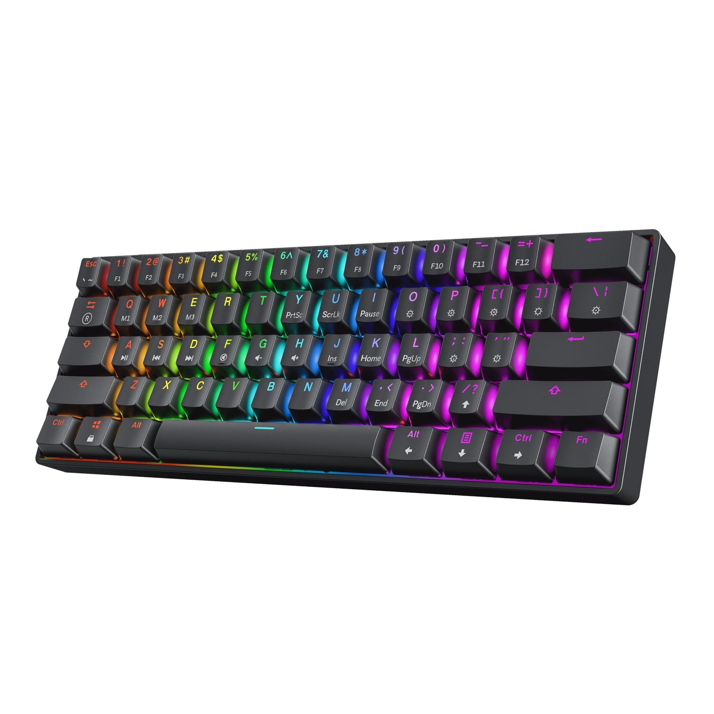 HK GAMING GK61 SE 60% | Mechanical Gaming Keyboard | 61 Keys Multi Color RGB LED Backlit for PC/Mac Gamer | US Layout (Black  Mechanical Brown)