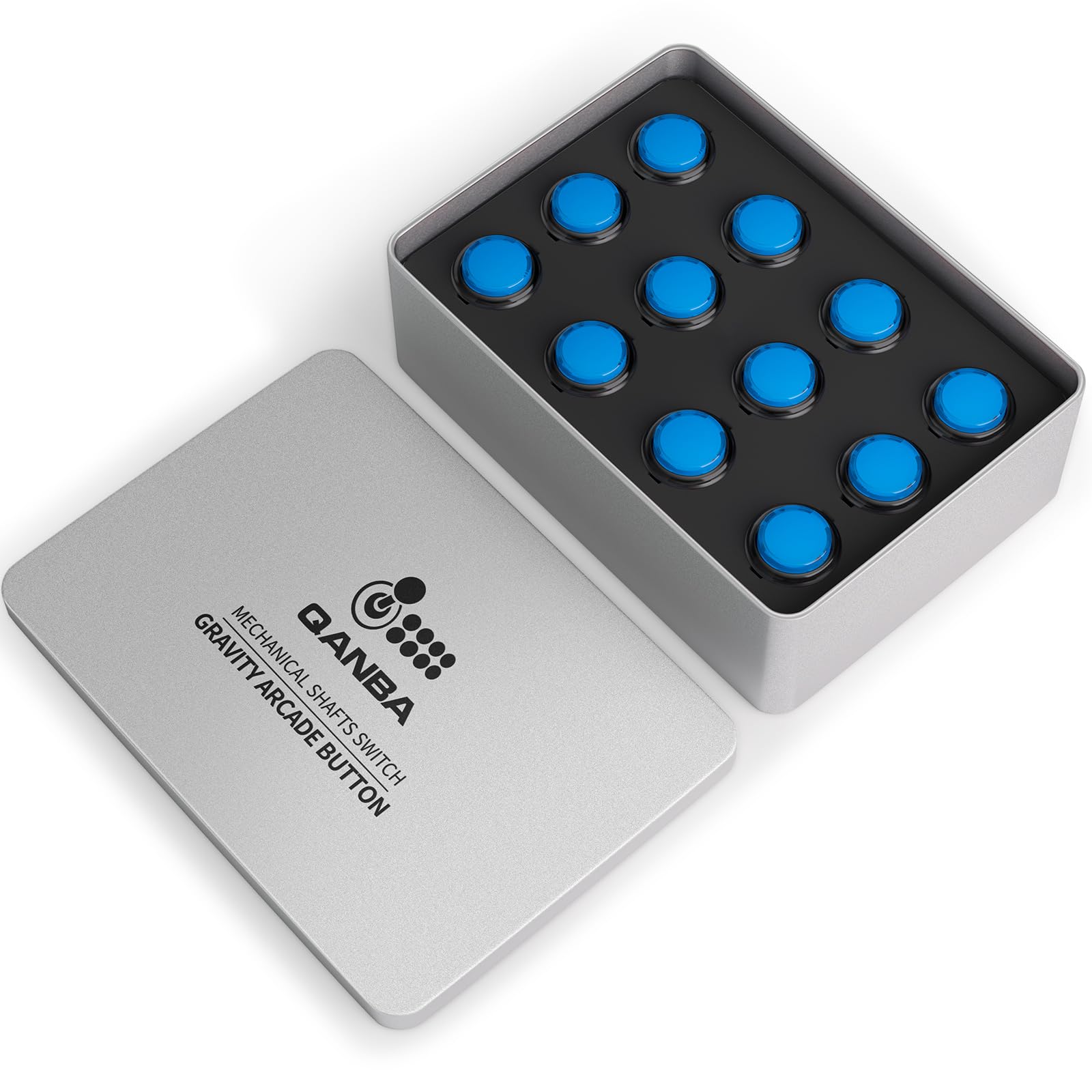 Qanba Gravity KS Mechanical Shafts Silent Pushbutton 24mm Snap-in (Boxed (Clear Black Blue E07(12 pcs)