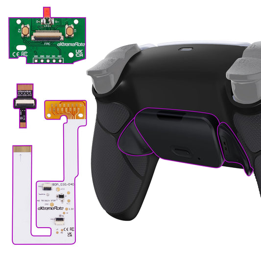 eXtremeRate Black Rubberized Grip Programable Rise V4 Remap Kit for PS5 Controller BDM-030 040 050 060  Upgrade Board Redesigned Bottom Shell Back Buttons for PS5 Controller - NO Controller