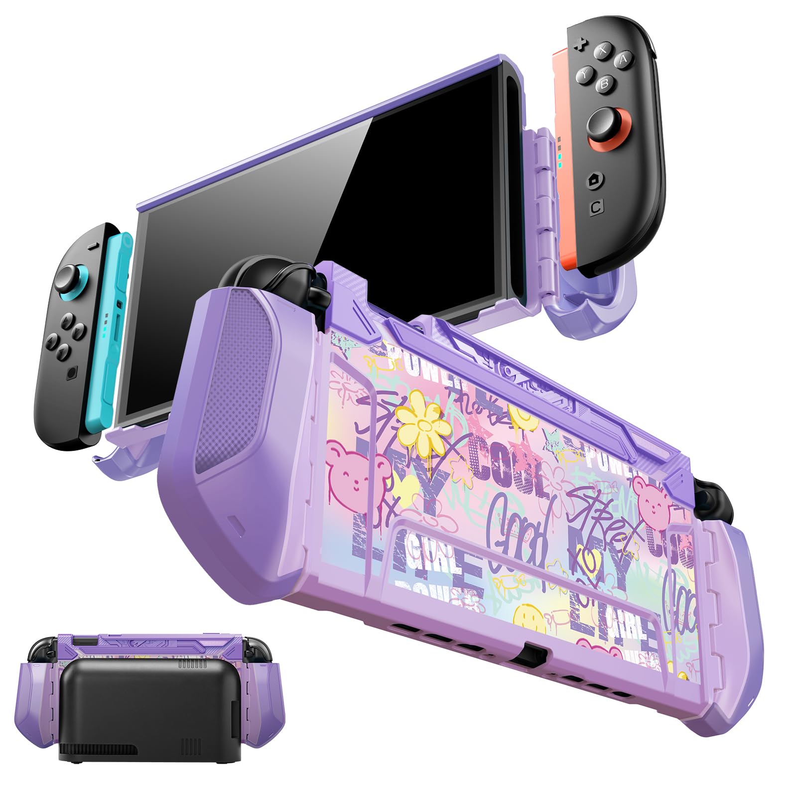 Mumba for Nintendo Switch 2 Case [Blade Series] [Dock Friendly] [Military-Grade Protection] Switch 2 Grip Protective Cover Shell  Quick-Release Joy-Con  Accessories for Switch 2 Controllers (Purple)