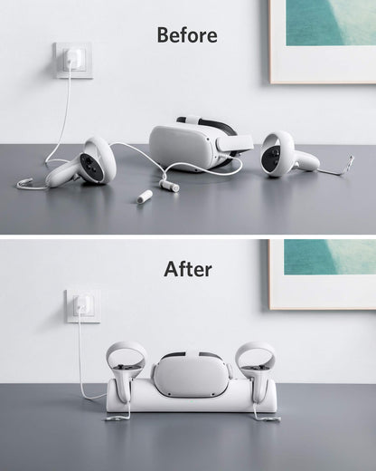 Anker Oculus Quest 2 Charging Dock - Certified Stand with Controller Mount, 2 Rechargeable Batteries, USB-C Charger, White