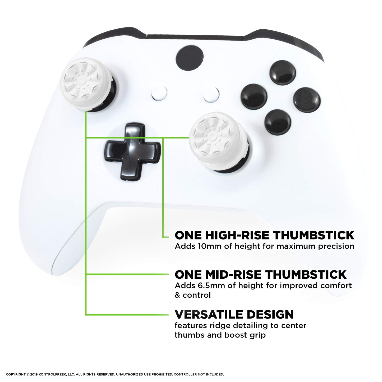 KontrolFreek FPS Freek Galaxy White Thumbsticks for Xbox One/Series X - 1 High-Rise, 1 Mid-Rise, White, Model 2807-XB1 W/W