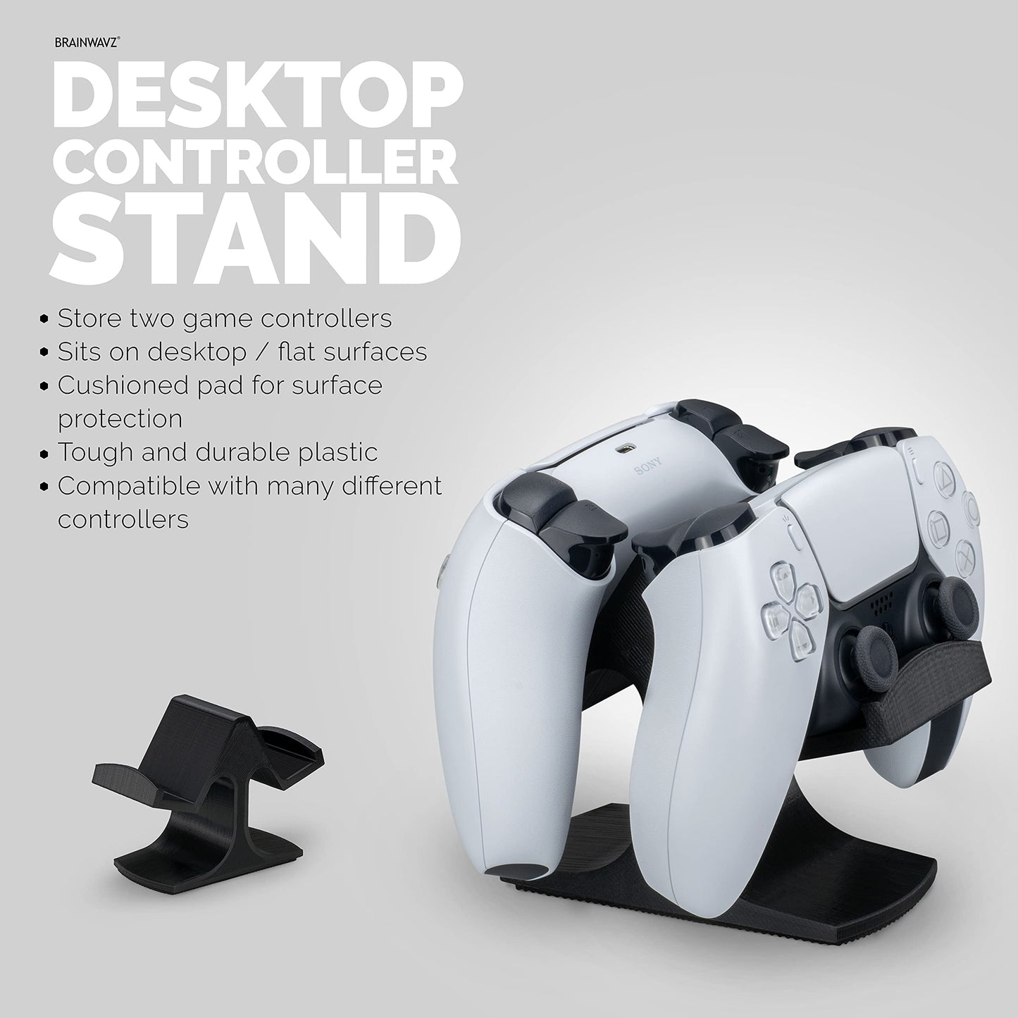 BRAINWAVZ Dual Game Controller Stand - Universal Holder for Xbox ONE, PS5, PS4, PC - UGDS-03 Black