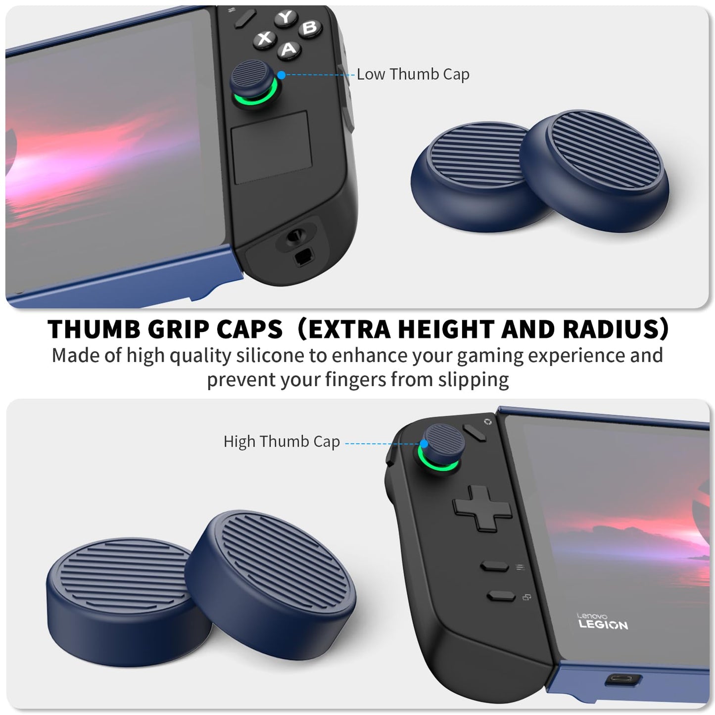 TUDIOW Protective Case for Lenovo Legion Go - Shock-Absorption, Anti-Scratch, Non-Slip, Blue, with 4 Thumb Grip Caps, 8.8'' Accessories