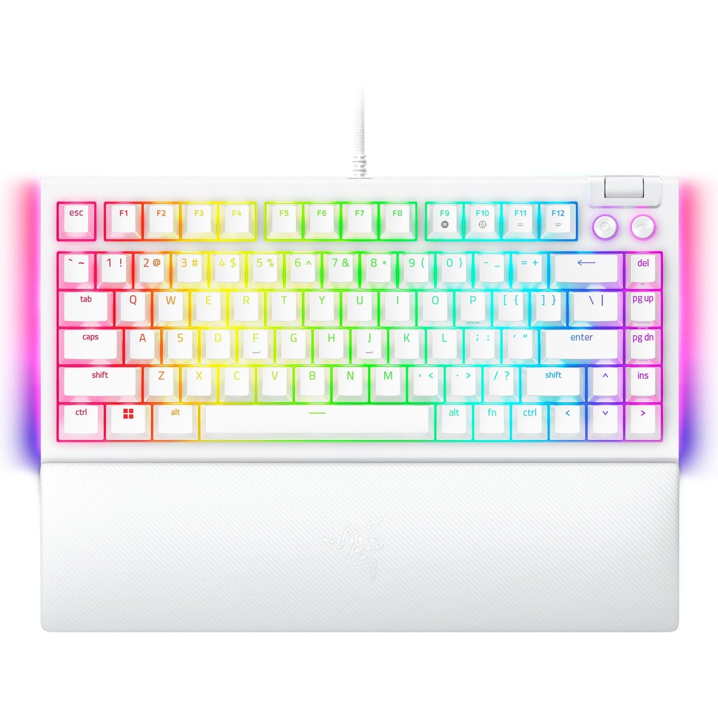 Razer BlackWidow V4 75% Mechanical Gaming Keyboard - Hot Swappable, Orange Tactile Switches, Chroma RGB, White, Model RZ03-05001700-R3