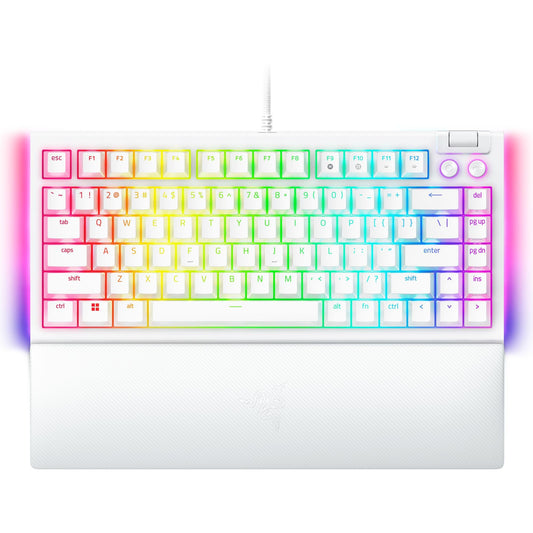 Razer BlackWidow V4 75% Mechanical Gaming Keyboard - Hot Swappable, Orange Tactile Switches, Chroma RGB, White, Model RZ03-05001700-R3