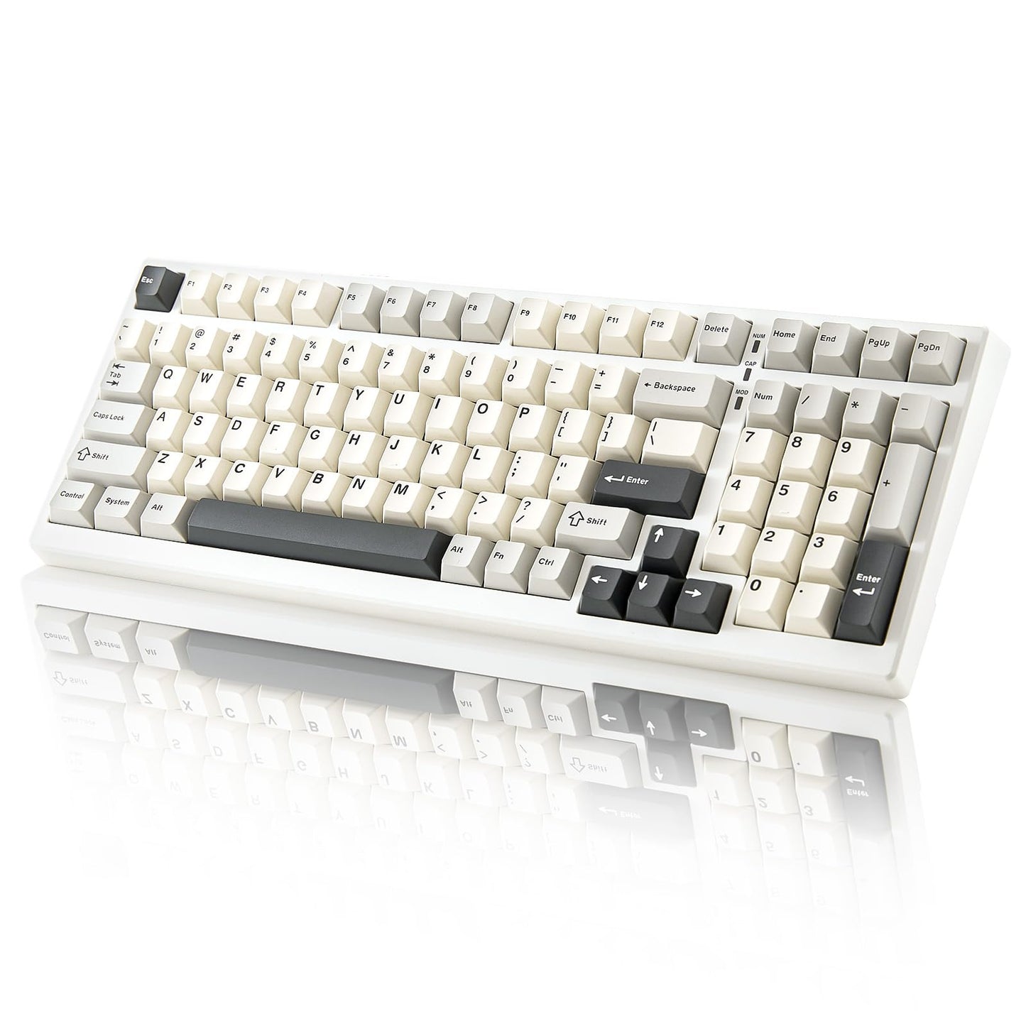 YUNZII YZ98 Gasket Mechanical Keyboard 99 Key Hot Swappable BT5.0/2.4G/USB-C Wireless NKRO 98% 1800 Layout with RGB LED Backlit for Linux/Win/Mac(Milk Switch  White)
